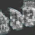 Cartoon Style Detached Villas with Different Sizes Brown Roofs Red Accents and Door Steps