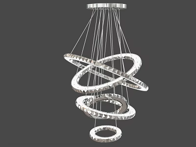 Stylish Modern Pendant Light With Multiple Circular Metallic Hanging Rings 3d model
