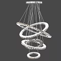 Stylish Modern Pendant Light With Multiple Circular Metallic Hanging Rings 3d model
