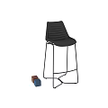 Modern Black and Brown Bar Stools with Upholstered Seats and Metal Frame