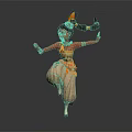 Dancing Girl Character In Orange Top White Pants With Colorful Hair Decorations