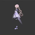 White Purple Fluffy Skirt Dress With Long Sleeves Anime Doll Costume Decorative Elements