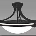 Tech Exhibition Hall Modern Ceiling Light With Sleek Black Frame And White Shade 3d model