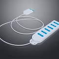 White Power Strip With Multiple Outlets And Cable For Computer Use