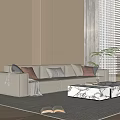 Modern one-word multi-person sofa sofa sofa coffee table combination 3d model