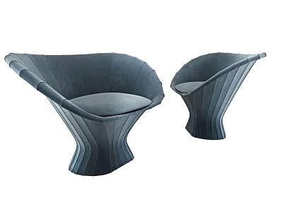 Modern Gray Single Chair With Curved Wave Like Structure And Stylish Design 3d model