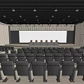School Auditorium Interior With Rows Of Seats And Ceiling Lighting 3d model