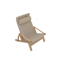 Modern Beige Padded Leisure Chair With Diamond Stitching And Wooden Frame
