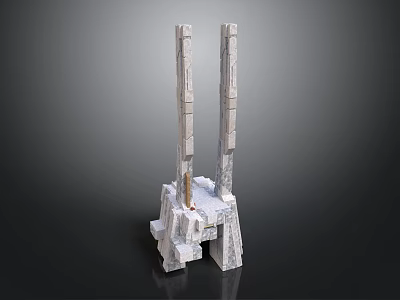 Abstract Architectural Structure With Tall Stone Pillars And Symmetrical Design 3d model