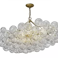 Elegant Modern Chandelier With Clear Glass Spheres Cluster Design And Golden Metal Chain