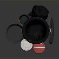 Household Storage Buckets Including Metal Drum And Plastic Containers With Red White Black Lids
