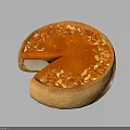 Orange Round Dessert Pie Topped with Orange Sauce Sprinkled with Crumbs Sliced Revealing White Filling