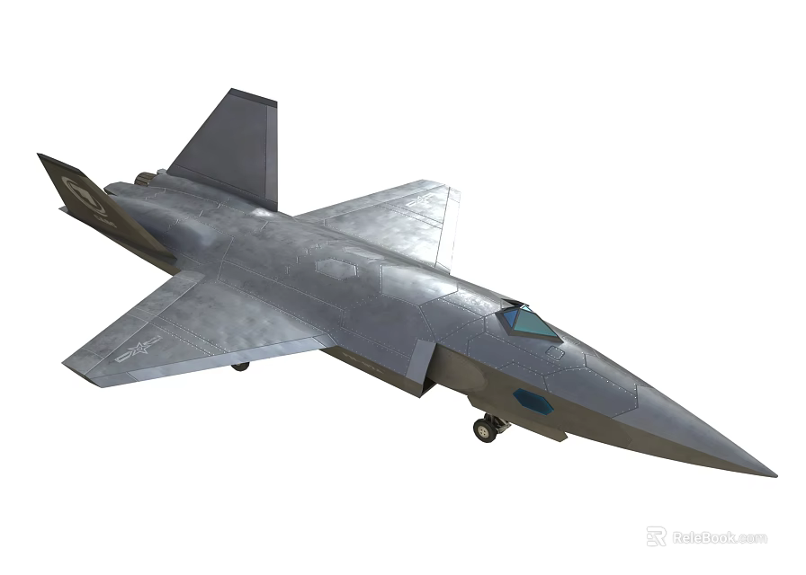 Modern Stealth Fighter Jet with Sleek Gray Aerodynamic Design and Transparent Cockpit 3d model 