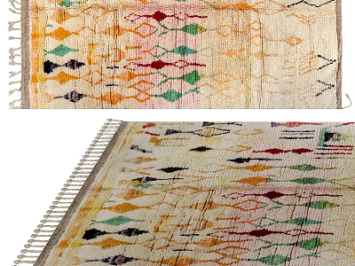 Vibrant Square Area Rugs With Colorful Geometric Designs And Fringes 3d model