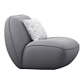 Modern Gray Single Sofa With White Patterned Cushion And Sleek Design 3d model