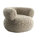 Plush Beige Single Sofa With Round Shape And Cozy Armrest Design