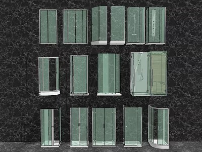 Shower Sauna Glass Enclosures with Various Designs Modern Shapes and Sleek Texture 3d model