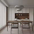 Modern-style restaurant dining table and chair combination 3d model