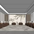 Modern Reception Room VIP Reception Room Single Leather Sofa Background Wall 3d model