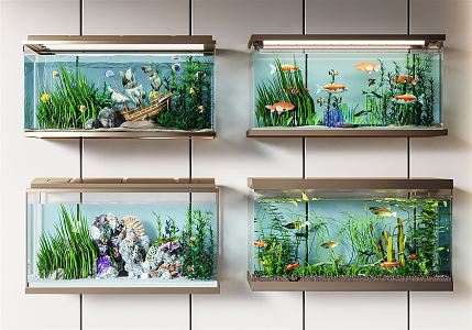 modern fish tank glass fish tank 3d model