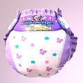 Sun Princess Baby Diaper With Purple White Ruffled Edges Butterfly Star Patterns