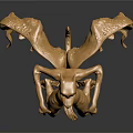 Golden Dragon Sculpture with Intricate Wings Claws and Mythical Design on Dark Reflective Surface