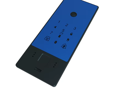 Blue Digital Remote Control With Numeric Keypad And Function Buttons 3d model