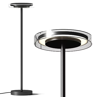 Modern Metal Floor Lamp With Round Shade And Sleek Stand Design 3d model