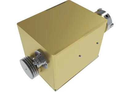 Yellow Industrial Device With Square Casing And Metal Connector Components 3d model