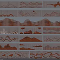 Feature Wall With Various Mountain Wave Patterns And Metallic Texture Designs 3d model