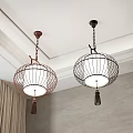 Cage Design Pendant Lights With Metal Frames And Tassels For Indoor Ceiling Interior Decor