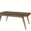 Mid Century Modern Dining Table With Rectangular Wooden Top And Tapering Legs 3d model
