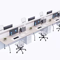 Modern Office Desks With Partition Computer Monitors Office Chairs And Potted Plants