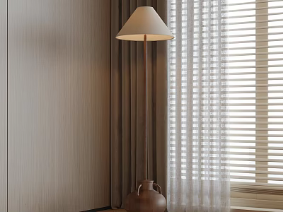 Modern Floor Lamp In Cozy Room With Curtains And Window 3d model
