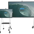 Public Facility Large Digital Screens with Ocean Wave Display on Wheeled Stands for Public Use