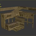 Wooden Assembled Structure With Staircase Platform Steps And Layered Planks