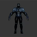Detailed 3D Model of Armored Character With Blue Metallic Armor and Black Warrior Gear