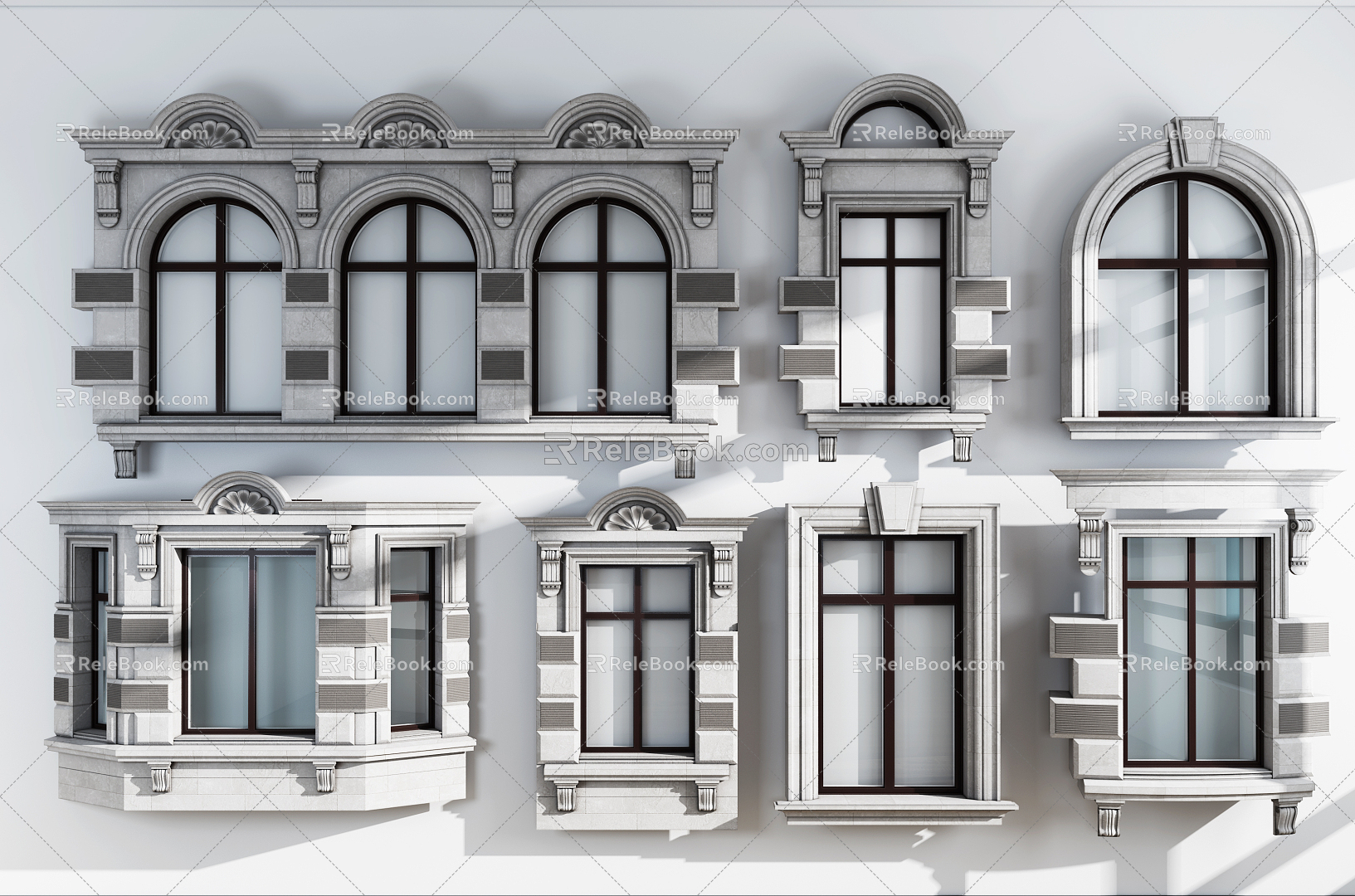 European-style windows 3d model