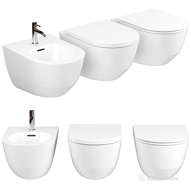 Modern Wall Hung Toilet Design With White Ceramic Finish And Sleek Contemporary Profiles 3d model 