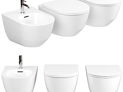 Modern Wall Hung Toilet Design With White Ceramic Finish And Sleek Contemporary Profiles 3d model