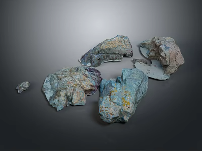 Natural Stone Pieces With Colorful Patterns Irregular Shapes And Textured Surfaces For Interior Decoration 3d model