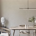 Modern Restaurant Interior With Large Decorative Painting Wooden Bench Floor Lamp And Sunlight Patterns