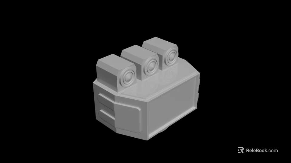 Gray 3D Model Device With Three Cylindrical Components And Base Structure 3d model 