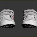 White Casual Shoes With Red Stripes And Velcro Straps For Kids Daily Wear