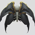 Game and Movie Character Skeleton Skull With Yellow Eyes Black Wings And Golden Decorations
