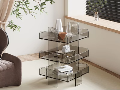 Modern Transparent Multi Tier Acrylic Side Table For Living Room Decor 3d model