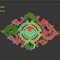 Intricate Red Plant Vine Decorative Pattern With Curled Floral Details