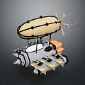 Creative Vintage Mechanical Airship Model With Yellow Balloon Wooden Propeller And Metal Base