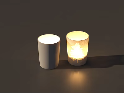 Glowing Decorative Home Candles With White Plain And Tree Pattern Design 3d model