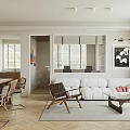 Dining and Living Room Open Layout Interior Design With Modern Sofa Dining Table And Area Rug